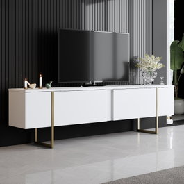 Hanah Home Luxe Soporte para TV Blanco y Dorado